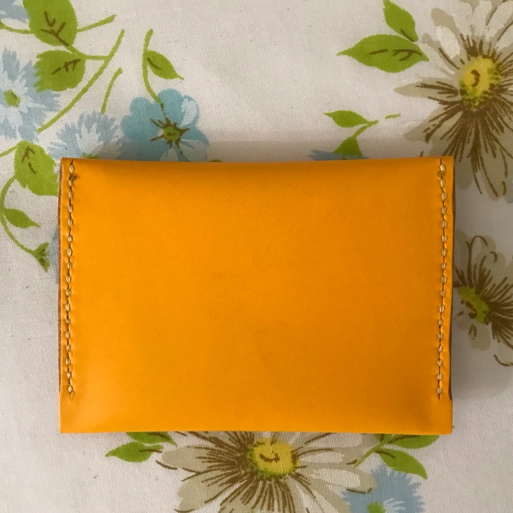 Handmade Genuine LeatherOrange Yellow Wallet Card Holder - Picture 5 of 5